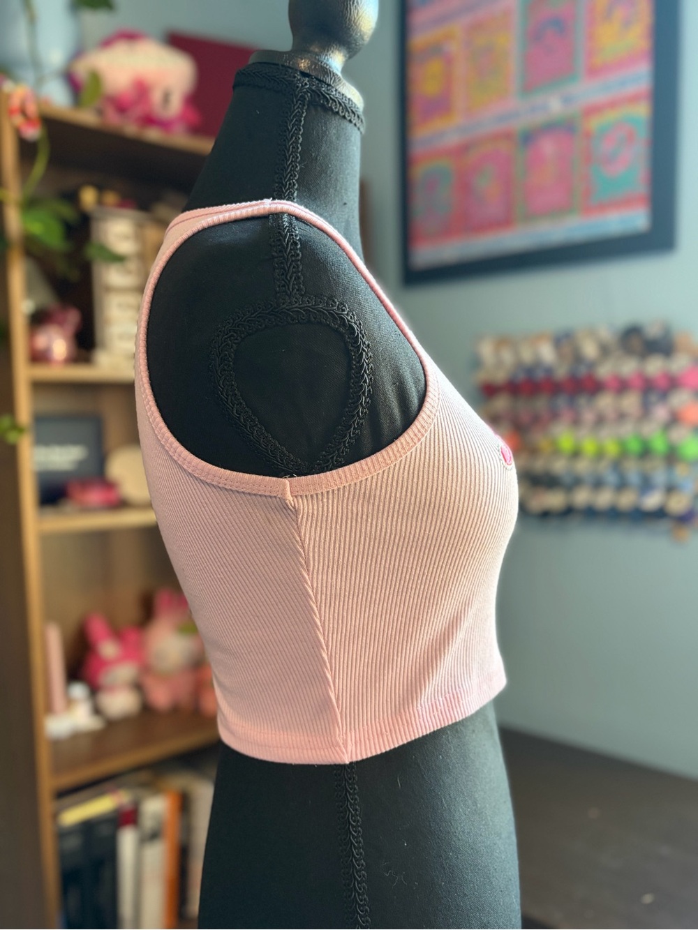 Pink Ribbed 'Angel' Crop Tank Top - Picture 4 of 6